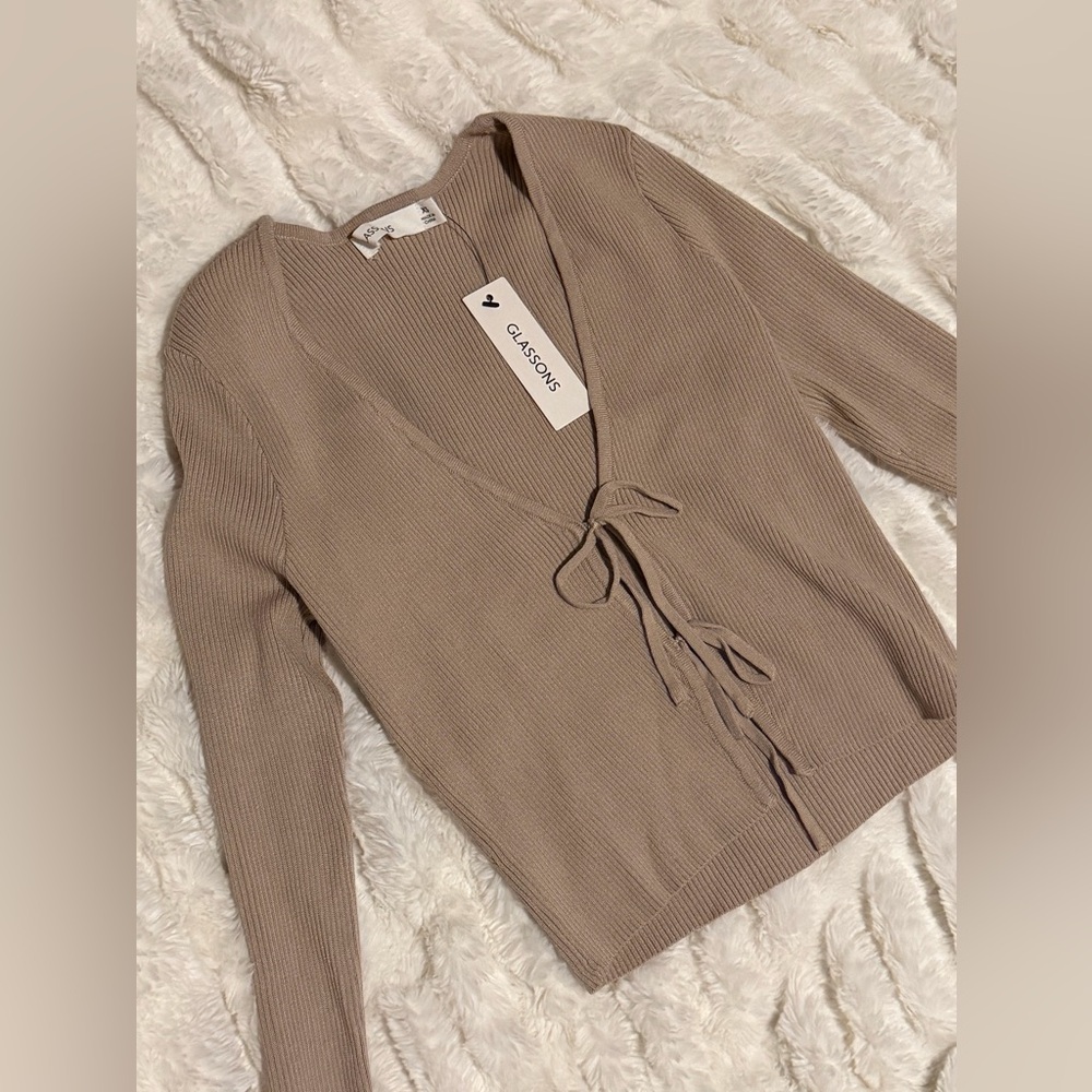 Beige Glassons Tie Top